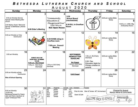 Bethelsd Calendar